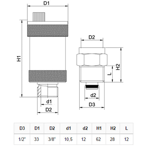 1/2 Inch Universal Automatic Air Vent With Cut-off Ending Valve Cap