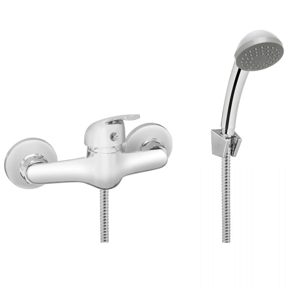 Chrome Bathroom Mixer Shower Kit Set Wall Mounted Showering Faucet with Handle