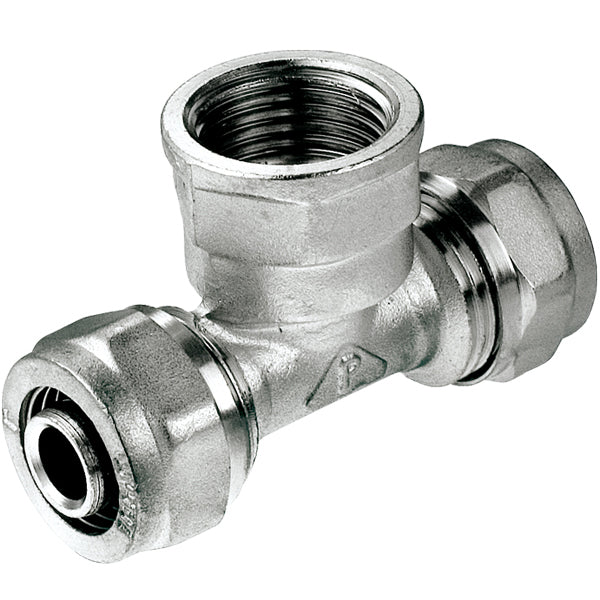 16mm x 1/2 Inch Female x 16mm PEX Compression Fittings Tee Connector