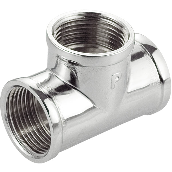 1/2 Inch Pipe Fittings Tee Plumbing Connection Female Thread Chrome Brass