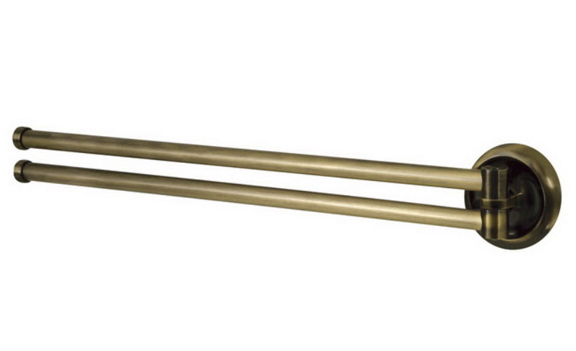 Double Towel Holder Movable Twin Bars Retro Bathroom Antique Brass Wall Mounted
