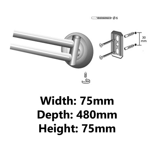 Double Towel Holder Movable Twin Bars Retro Bathroom Antique Brass Wall Mounted