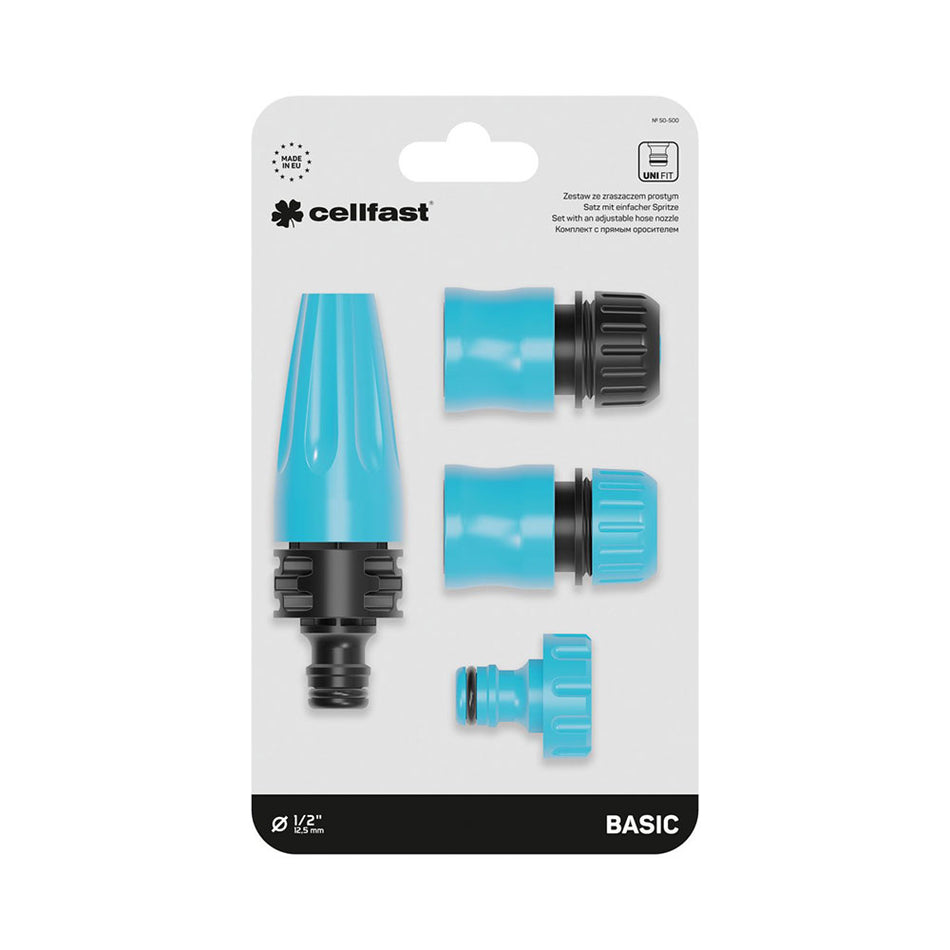 1/2 Inch Garden Plastic Spray 4 Piece Hose Connector Nozzle Set
