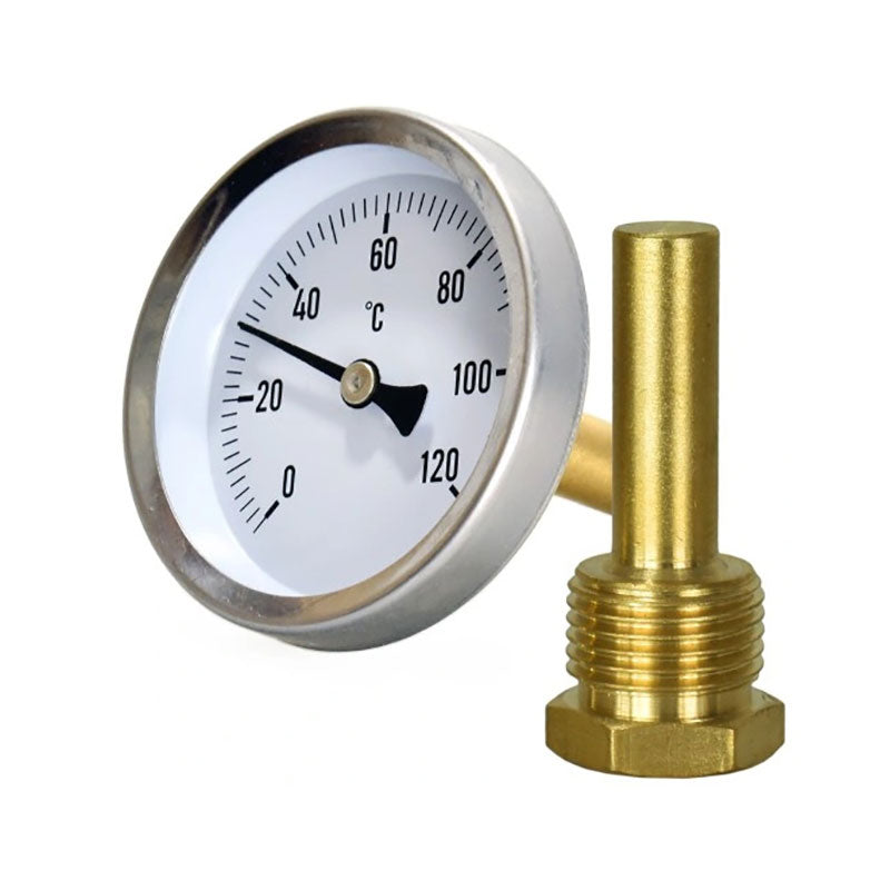 63mm 0-120C Thermo Water Temperature Gauge 1/2 Inch Rear Entry Thermometer