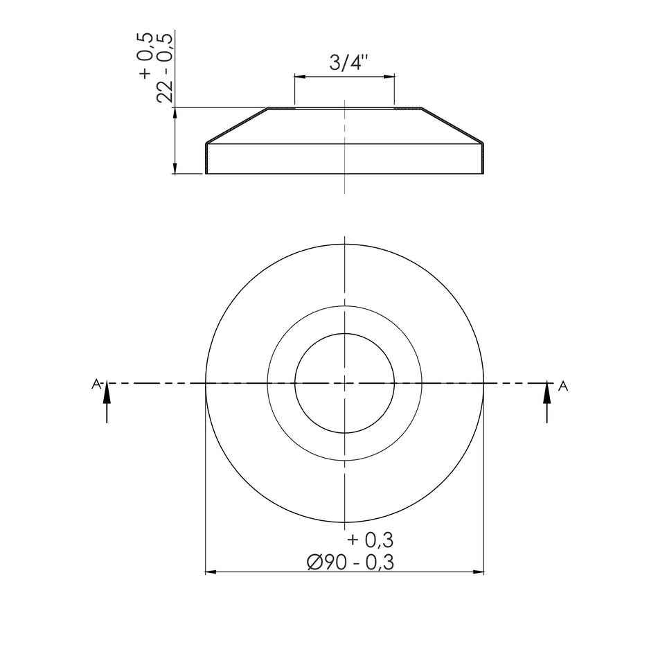 Cone Shaped Chrome Plated Steel 3/4" Inch Pipe Collar Oval Cover 90mm Wide