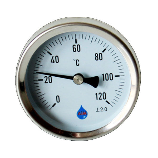 1/2 Inch Industrial Temperature Gauge 120C Metal Rear Entry Thermometer