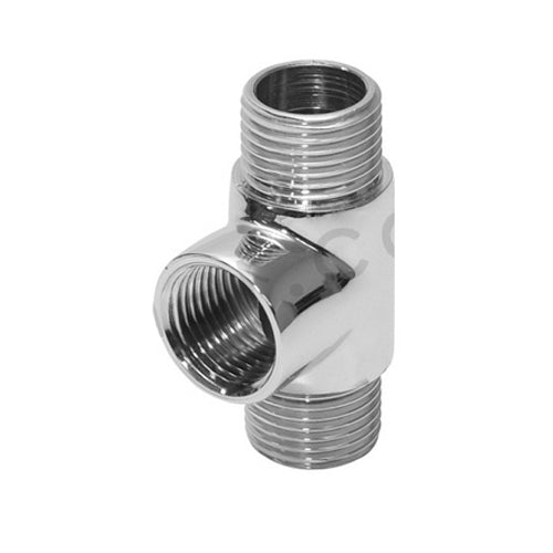 1/2 Inch MxFxM Tee Threaded Pipe Tube Radiator Connection Chrome Fittings