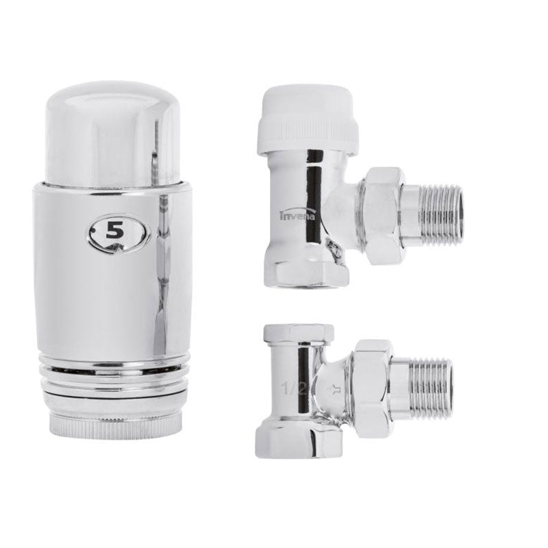 Angled Chrome Adjustable Thermostatic Radiator Valves Pack 1/2