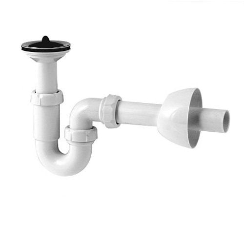 Kitchen Bathroom Sink Waste P Trap Kit White Polypipe With Sink Strainer And Plug