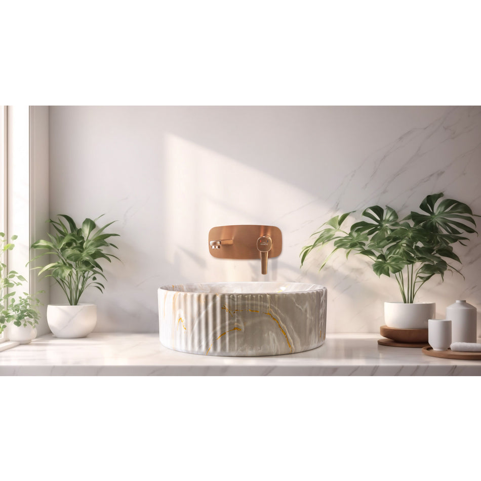 Concealed Washbasin Copper Mixer Wallmounted Basin Faucet GLAMOUR