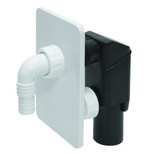 White Concealed Washing Machine Dishwasher Waste Pipe Drain Trap Kit Self Cutting Out