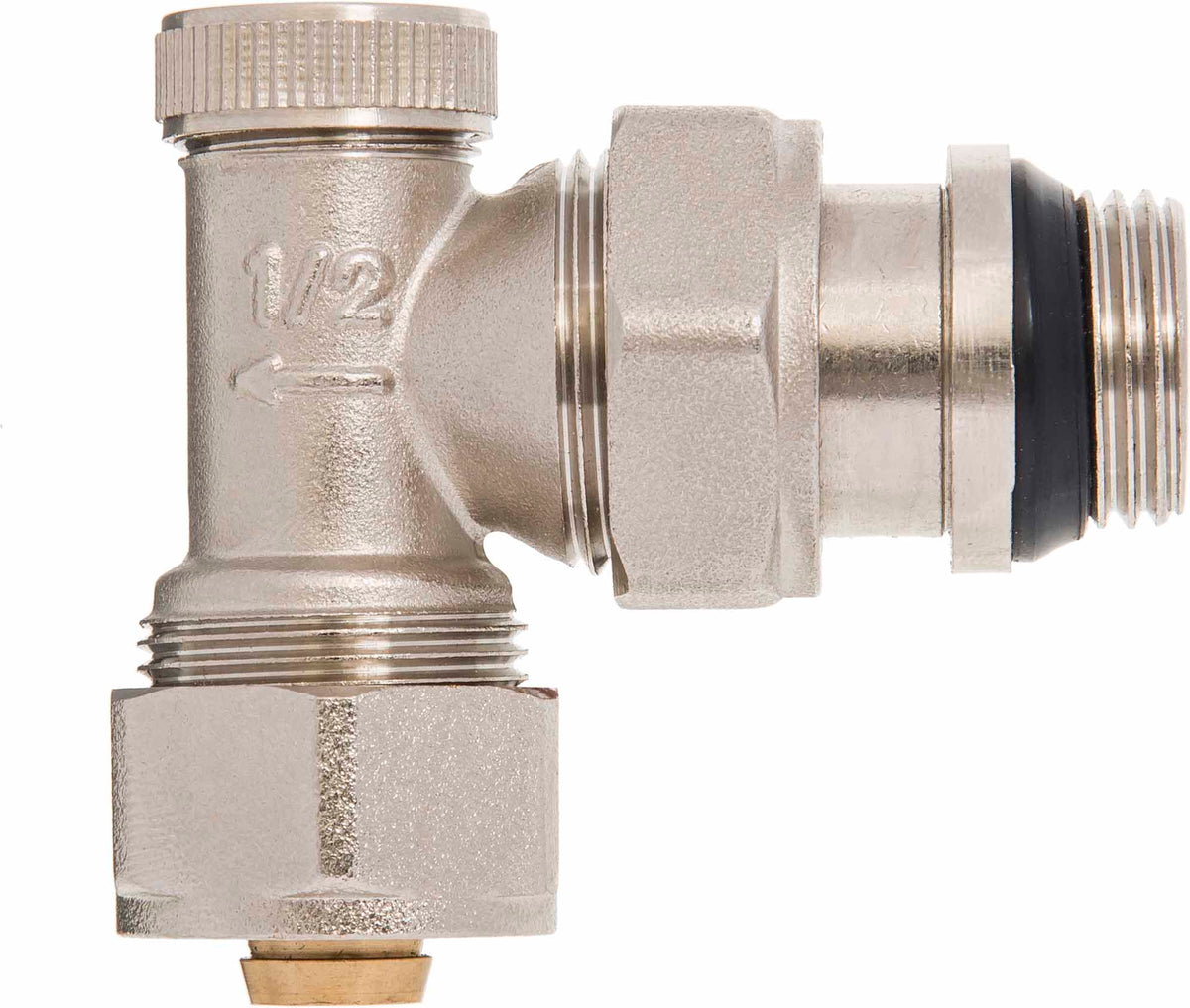 Compression Fit Radiator Valve 16mm x 1/2 Inch Angled Manual Return Outlet Radiator Valve PEX ...