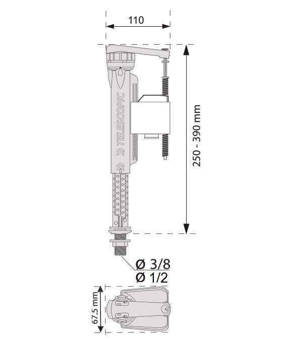 1/2 Inch Toilet Tank Inlet Valve Bottom Entry Fill Wirquin Jollyfill