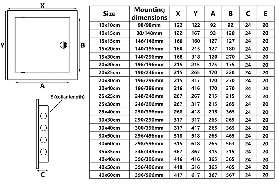 250x400mm Access Panels Inspection Hatch Access Door High Quality ABS Plastic