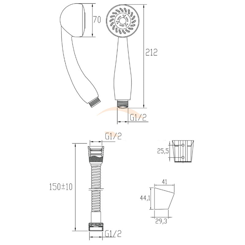 Mixer Shower Chrome Hose Set 3 Function Shower Head 150cm Hose Wall Bracket GRACJA