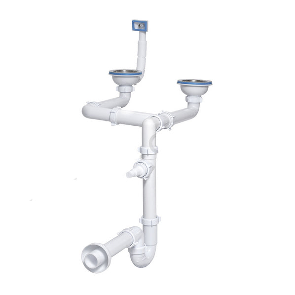 115mm Stainless Steel Double Bowl Kitchen Sink Waste Kit And U Trap Sink Strainer (2661)