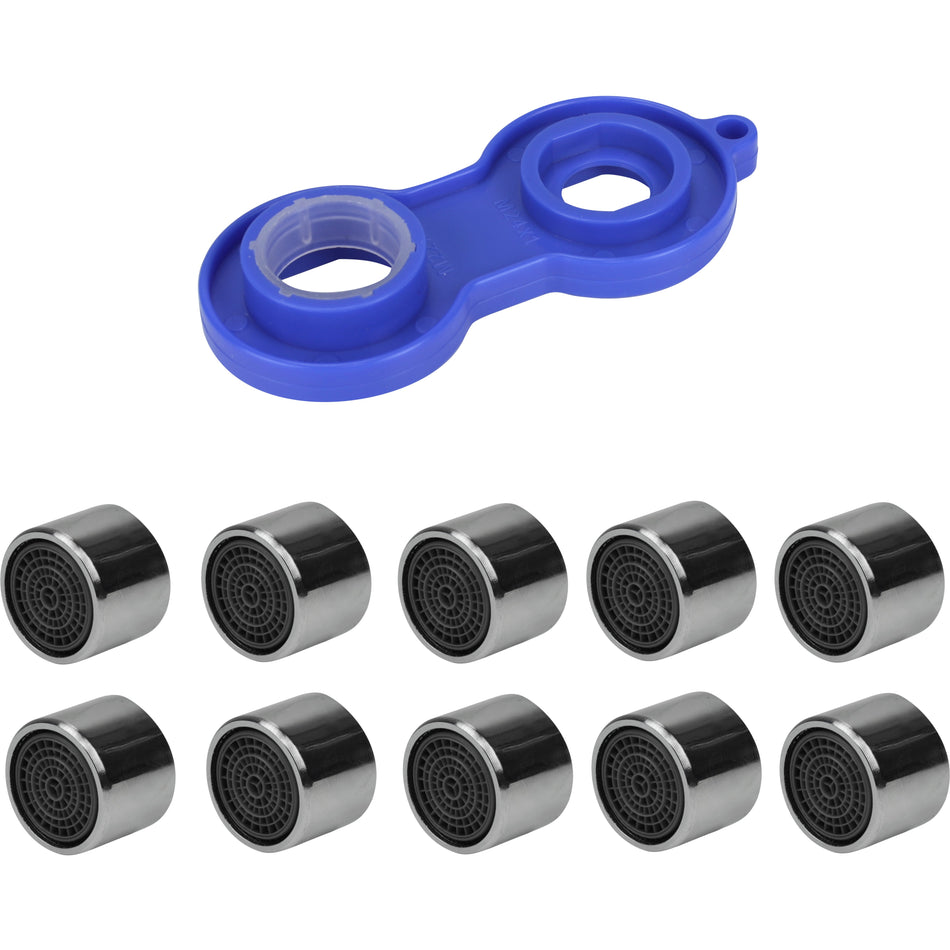 Water Saving Set 10x Tap Aerator Replacement F22 + Opening Key Tool