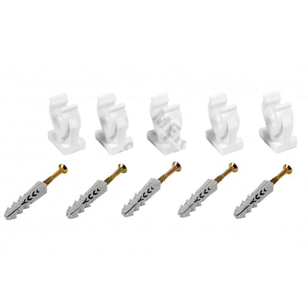 5 x 15mm Pipe Clips Single Snap In Bracket Plastic Clip With Fixings