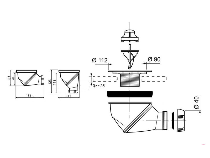 Wirquin James Multi Directional Shower Waste Drain 90mm 360 Degree High Flow