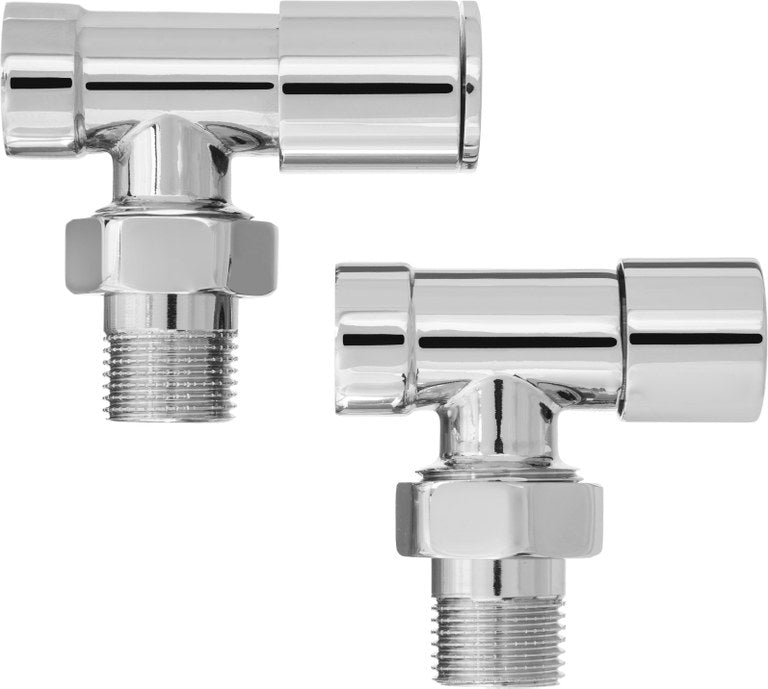1/2 Inch Angled Chrome Radiator Valves Set Pack Inlet + Lockshield