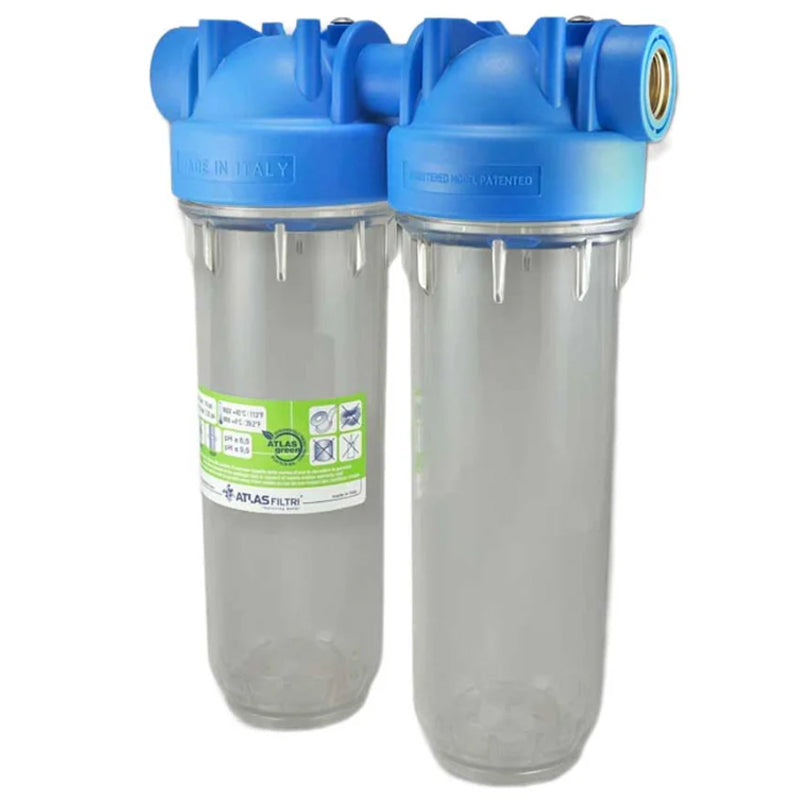 Double Stage 10" Water Filter System Housing 1/2" Inch BSP Wallmounting Bracket