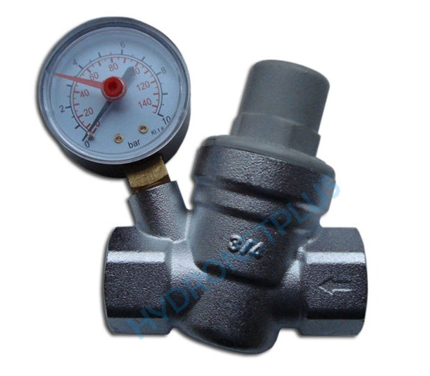 3/4 Inch Pressure Reducing Valve With Gauge For Water Heating Systems