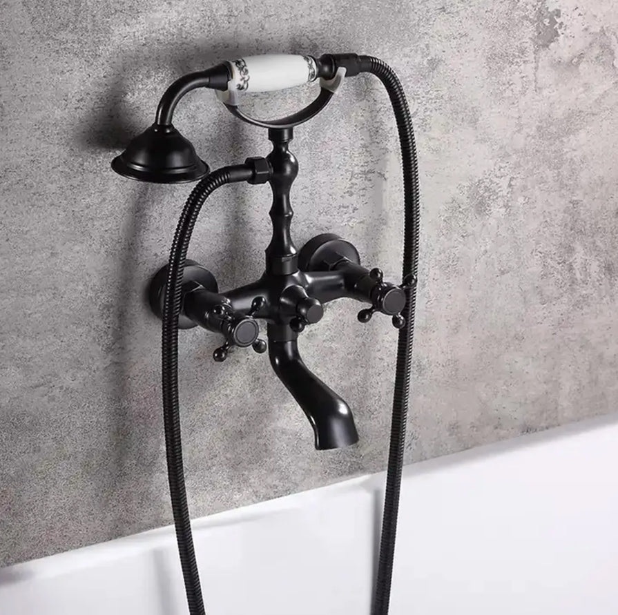 Bath Tap Mixer Faucet Shower Head REA Rustico Old Black