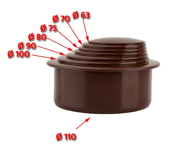 Grey Colour Gutter Down Pipe Reducer 110mm to Any Size Reduction Guttering