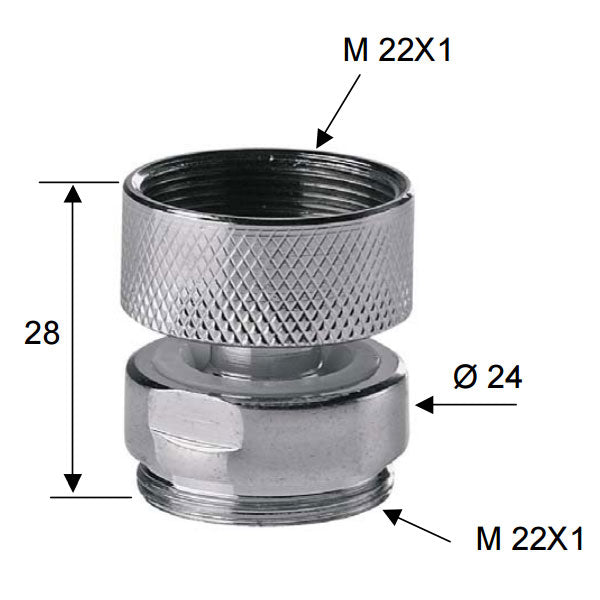 22x22mm Female x Male Swivel Metal Adaptor For Water Kitchen Faucet Tap Aerator