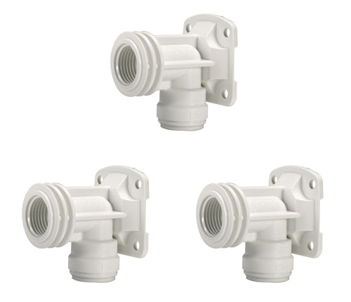 3x Plastic Back Plate Elbow 15mm John Guest JG Speedfit