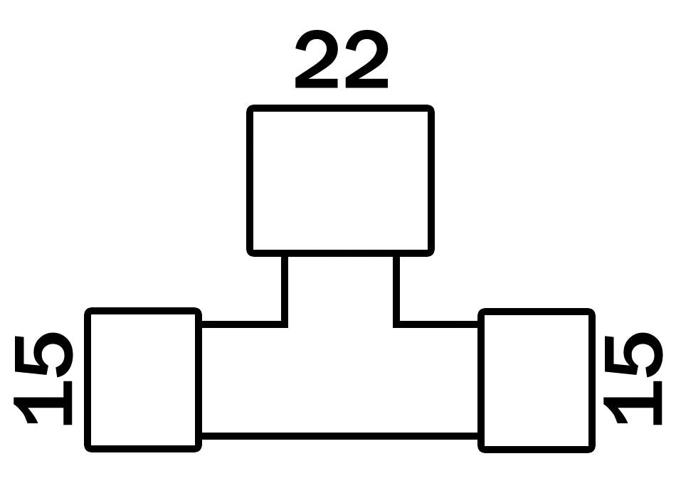John Guest JG Speedfit 5x Reducing Tee 15mm x 15mm x 22mm