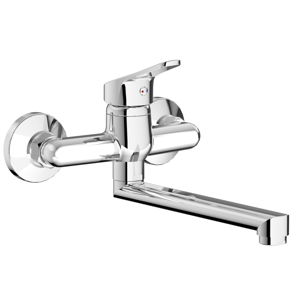 Chrome Plated Brass PRIVA Wallmounted Kitchen Mixer Long Spout