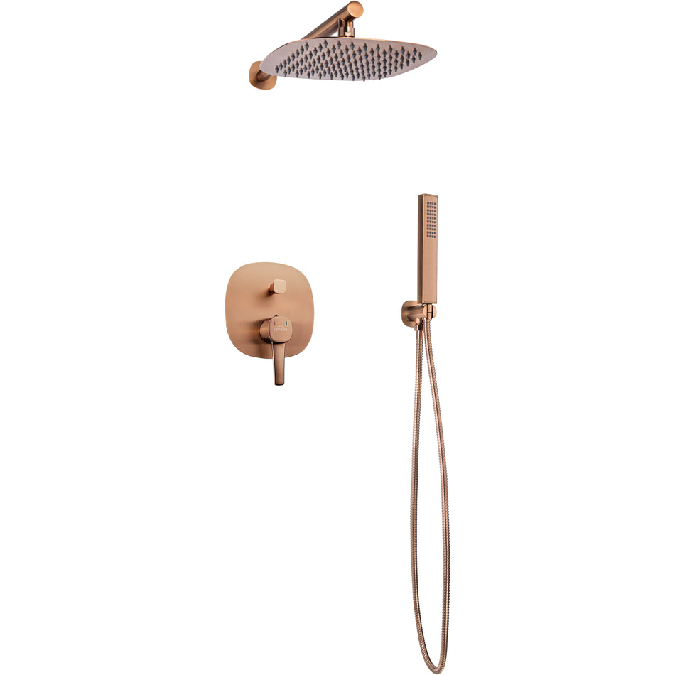 Concealed Copper Shower Set Rainfall Wallmounted Set with Handshower GLAMOUR