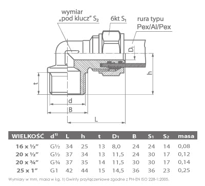 16mm x 1/2 Inch Male PEX Compression Fittings Elbow Pipe Connector