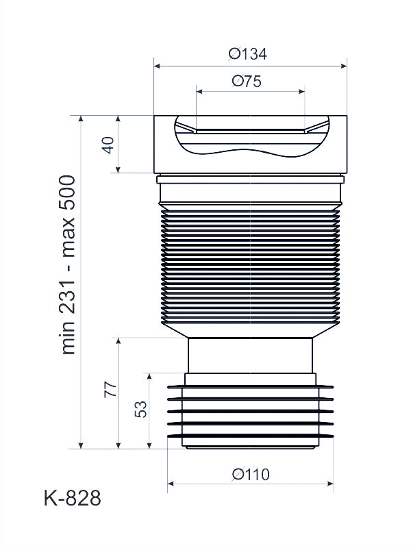 230-500mm Toilet WC Flexible Toilet Waste Pipe Connector Extension Harmonica Water Outlet