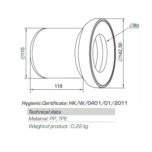 150mm Long Toilet Waste Pan Connector Straight 110mm Soil Pipe White