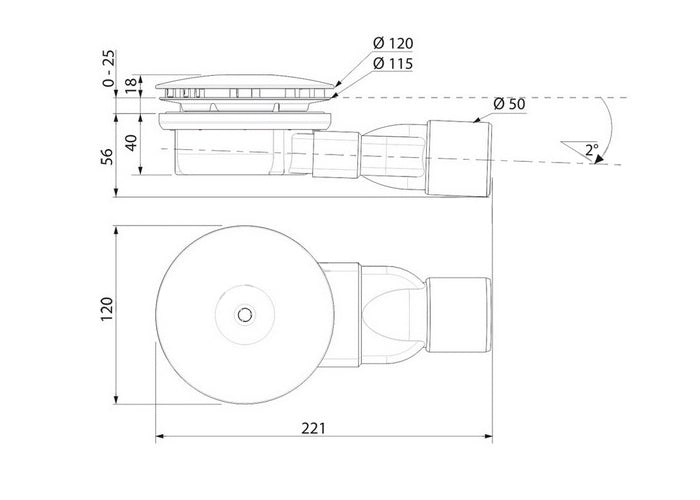 DN50 Slim Shower Trap Diameter 90 Super Flat with Cup-Connection