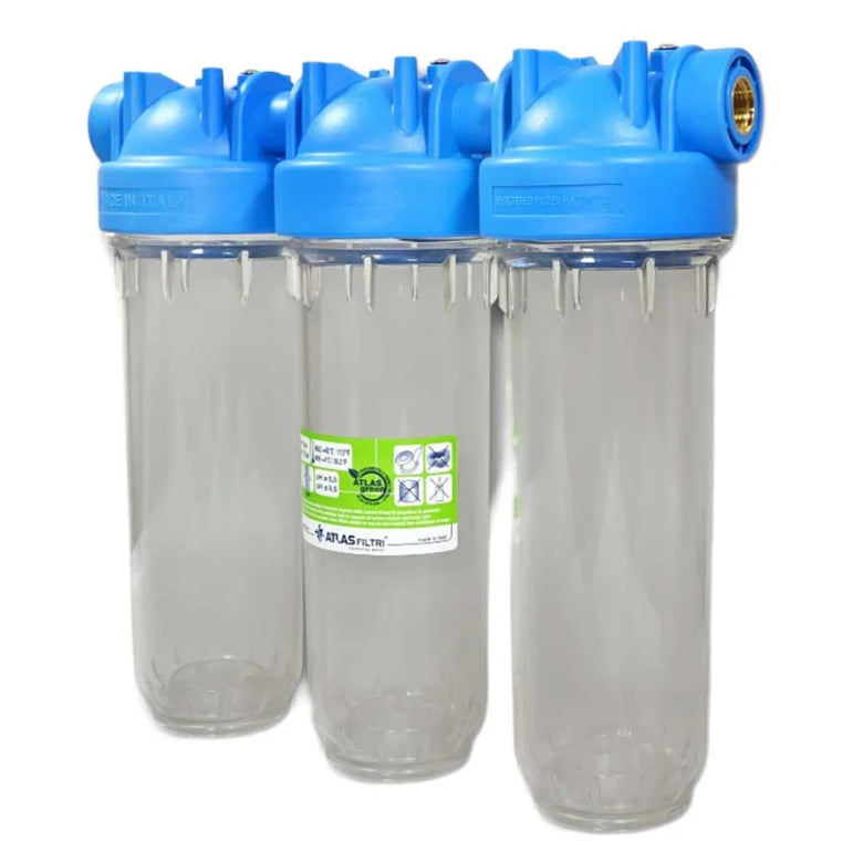 Triple Stage 10" Water Filter System Housing 1" Inch BSP Wallmounting Bracket