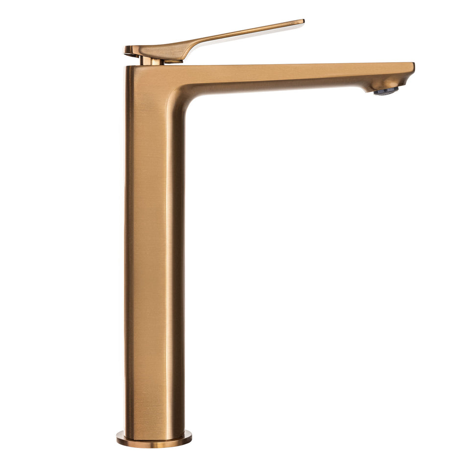 Tall Brushed Copper Bathroom Sink Tap Basin Standing Faucet Mixer NERI PLUS