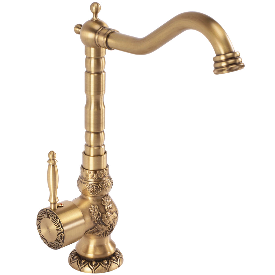 Kitchen Mixer Tap Deck Mounted Single Handle Antique Brass