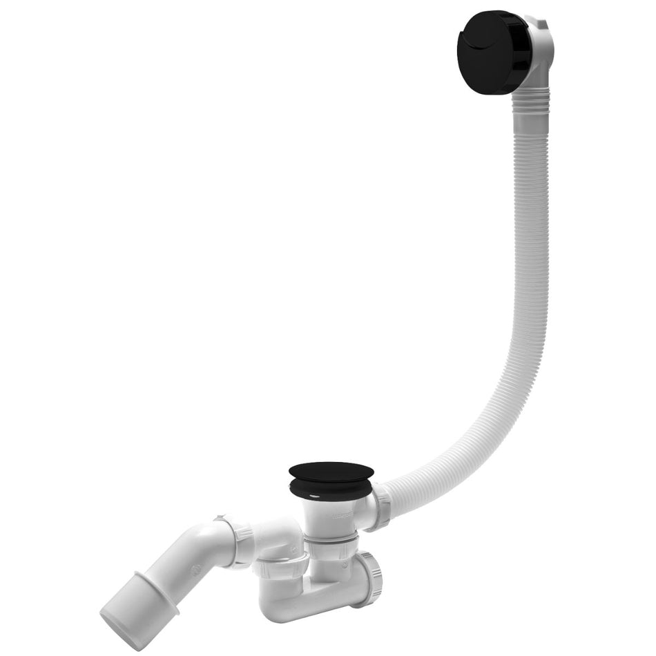 Black Bathtub Drain Waste Bath 70cm Long Flexible Siphon Bathroom Wirquin