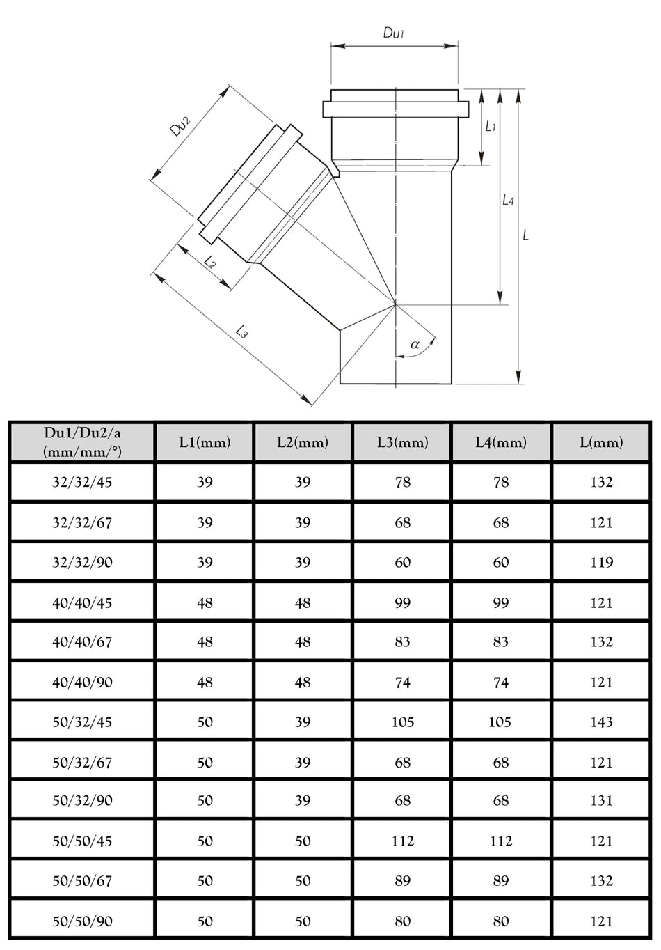 50/32mm Waste Pipe Tee 90 Deg Pipe Drain Fittings Sewage Installation