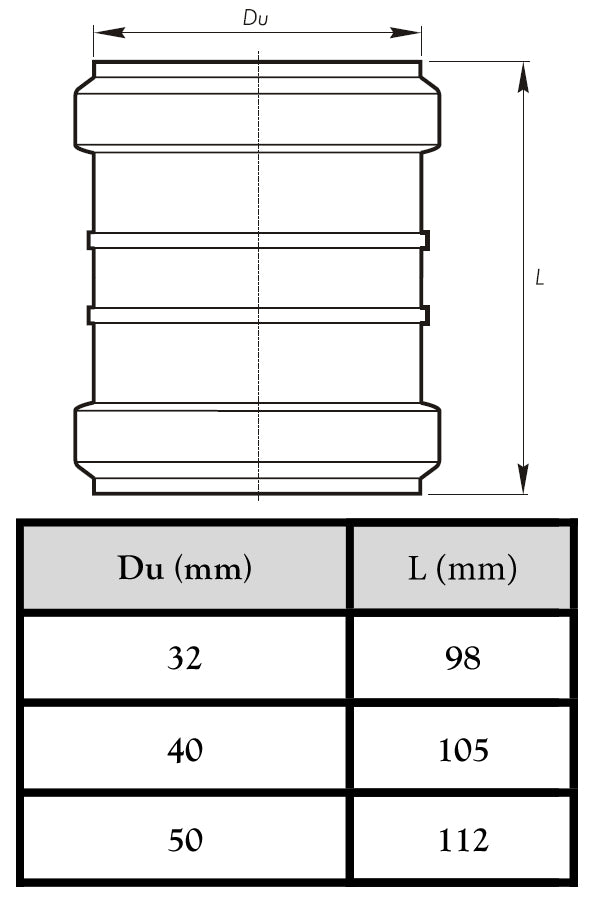 32mm Waste Pipe Muff Joiner Couping Pipe Drain Fittings Sewage Installation