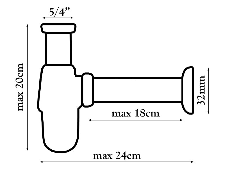 5/4 Inch x 32mm Drain Waste Bottle Trap Decorative Chromed Brass Bathroom Basin Sink