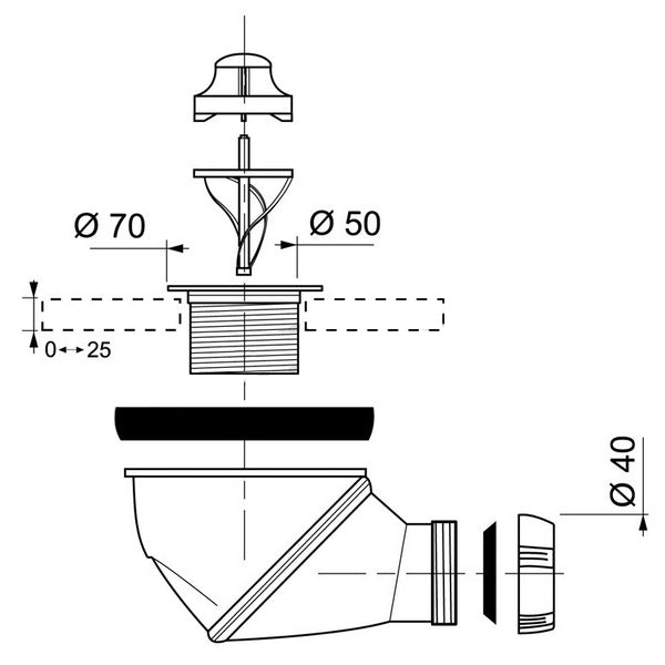 50mm Shower Tray Waste Drain Multi Directional 360 Degree Chromed Dome