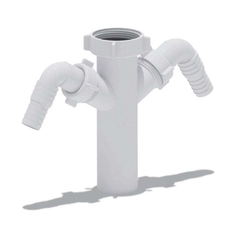 1 1/2 Inch x 40mm Drain Waste Trap Pipe Connector With Double Dishwasher Input