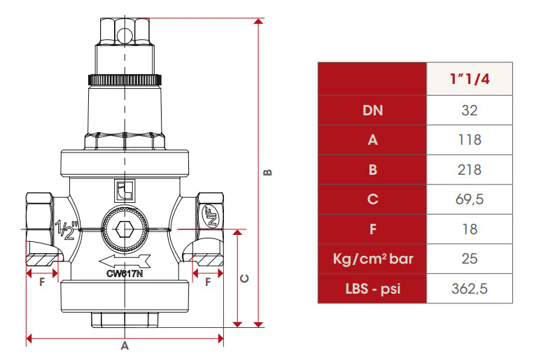 1 1/4 Inch Water Pressure Reducer Reduction Piston Operated Valve Female