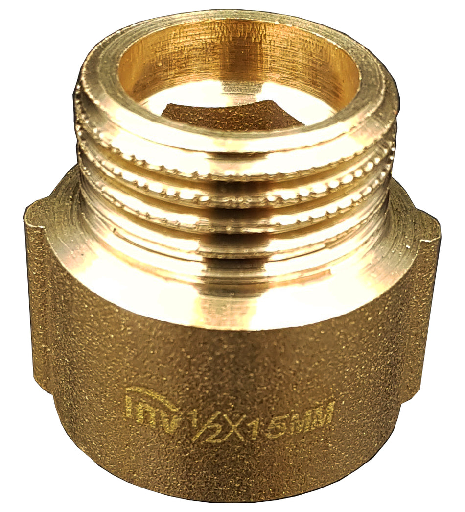 15mm x 1/2 Inch Tap Pipe Thread Extension Female x Male Cast Iron Brass Extender