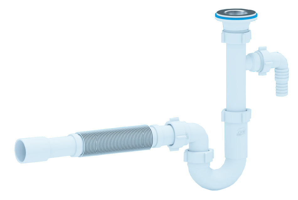 6/4 Inch x 40mm Kitchen Sink Drain Waste Trap With Flexible Part Dishwasher Input