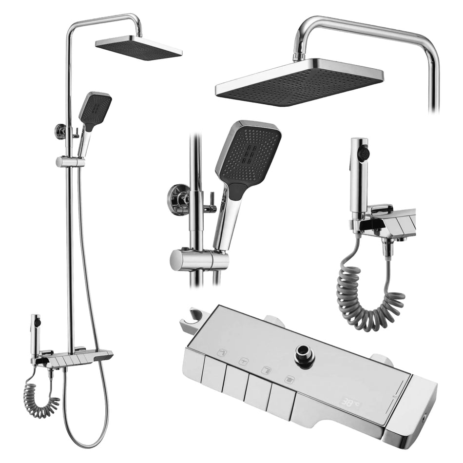 Chrome Thermostatic Shower Mixer Rainfall REA ROB